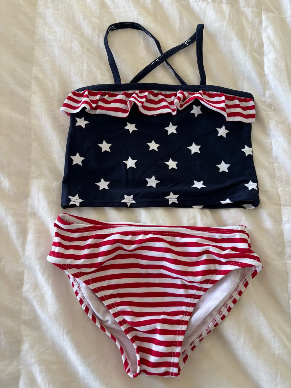 The Children's Place Girls Size 4 Red White Blue Stars 2-Piece swimsuit Bikini